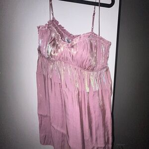 NEW WITH TAGS!!!  Pink Metallic Babydoll Dress Size Large